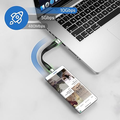 Miniatura 5 de Cable corto USB C [5.5 pulgadas], cable corto USB A a USB C, transferencia de datos de 10 Gbps, carga rápida 3.0 QC, compatible con Samsung Galaxy