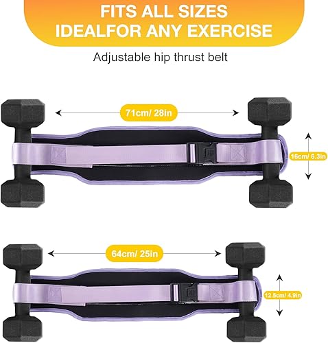 Miniatura 6 de Cinturón de empuje de cadera para mancuernas, pesas rusas, platos, cinturón de glúteos de alta calidad para mujereshombres, banda de empuje de