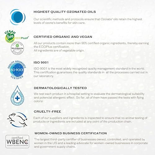 Miniatura 6 de OZOLABS - Aceite de oliva virgen extra ozonizado orgánico certificado español para piel y rostro, regenerador, antiedad e hidratante, botella con