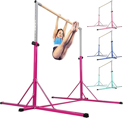 PreGymnastic Barra alta plegable de gimnasia de 6 pies, barra de gimnasia súper resistente para niños y adolescentes, límite de peso de