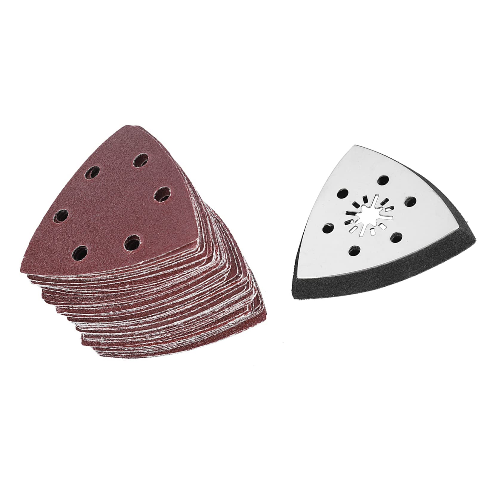60pcs Sanding Pad Set for Oscillating Tool, 90mm 6 Holes with Holder, General Hole Size, Efficient Grinding, Polishing and Sanding