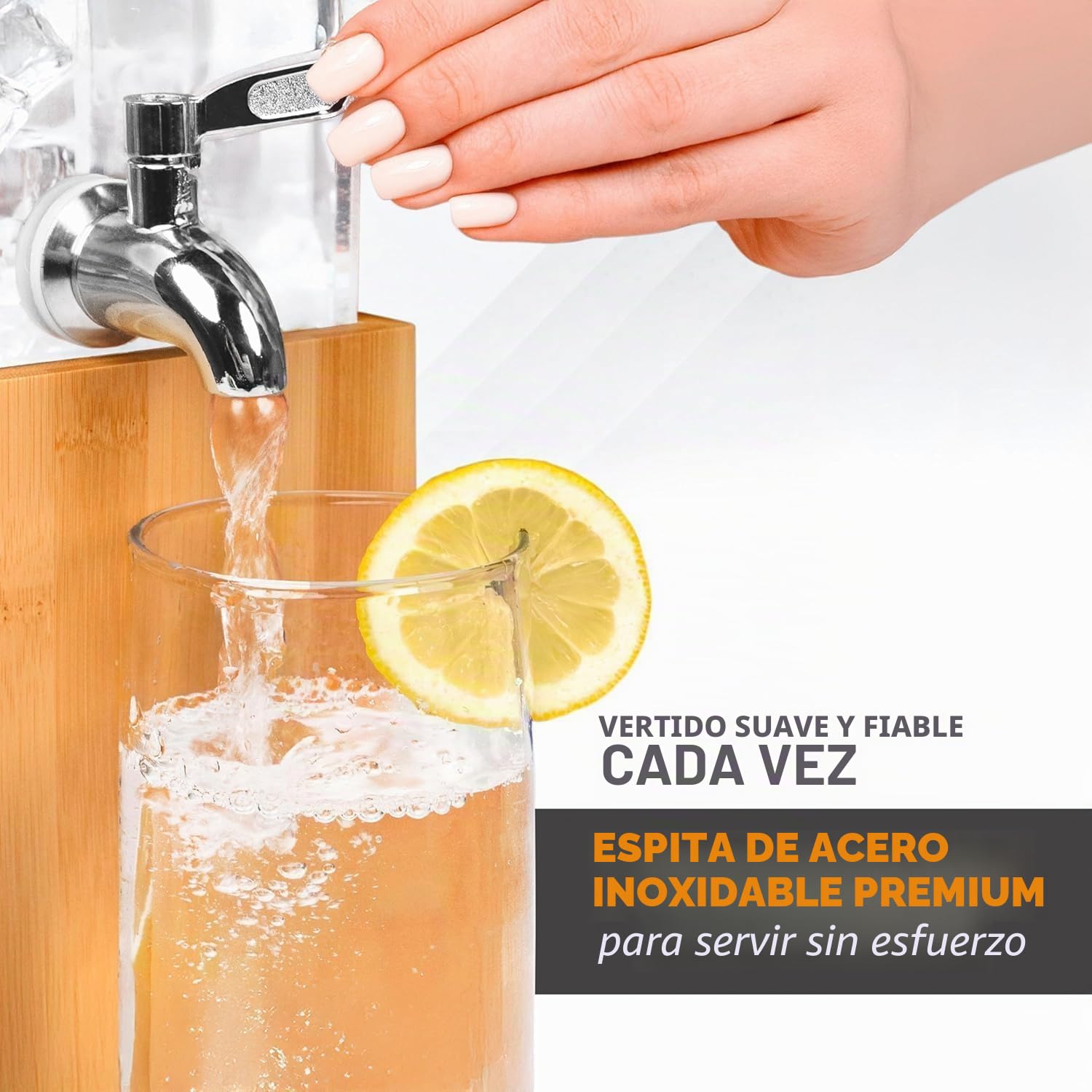 Dispensador de bebidas acrílicas, dispensador de bebidas de 1.25 galones con soporte y núcleo de hielo, servidor de bebidas frías para fiestas y eventos
