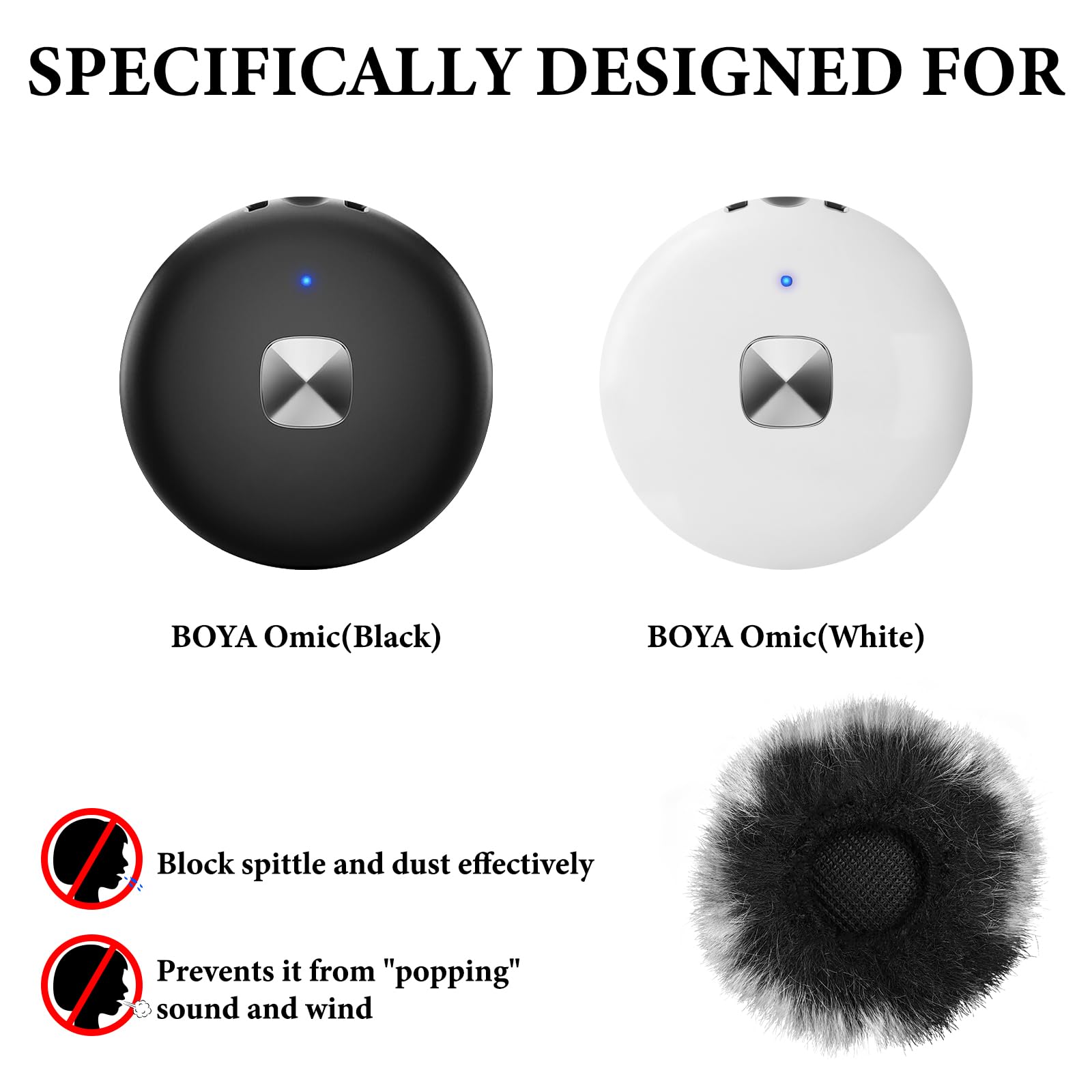 GEEKRIA for Creators Furry Windscreen Compatible with BOYA Omic Wireless Mic, Mic DeadCat Wind Cover Muff - Image 2