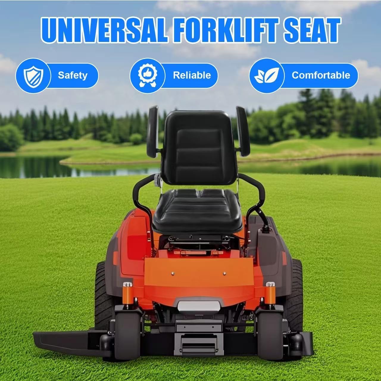 Universal Forklift Seat, Tractor Seat With 30-180° Adjustable Angle Back, Lawn Mower Seat For Forklifts, Dozers, Aerial Lifts, Floor Scrubbers, Riding Mowers, Tractors, Excavators