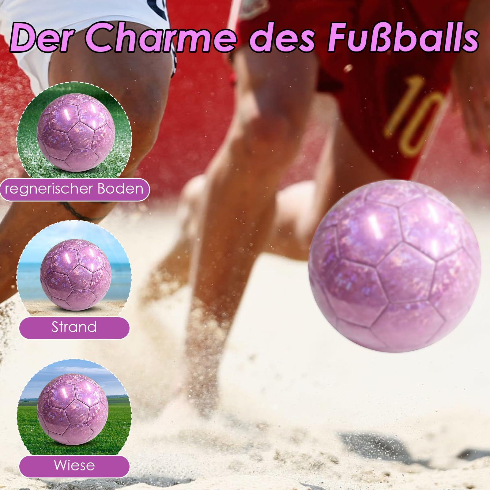 KWJEIULSOQ Football Size 5, Purple, 2024 Ball, Size 5 for Children and Adults Outdoor, Indoor Training, 29.5 centimetri - Image 4