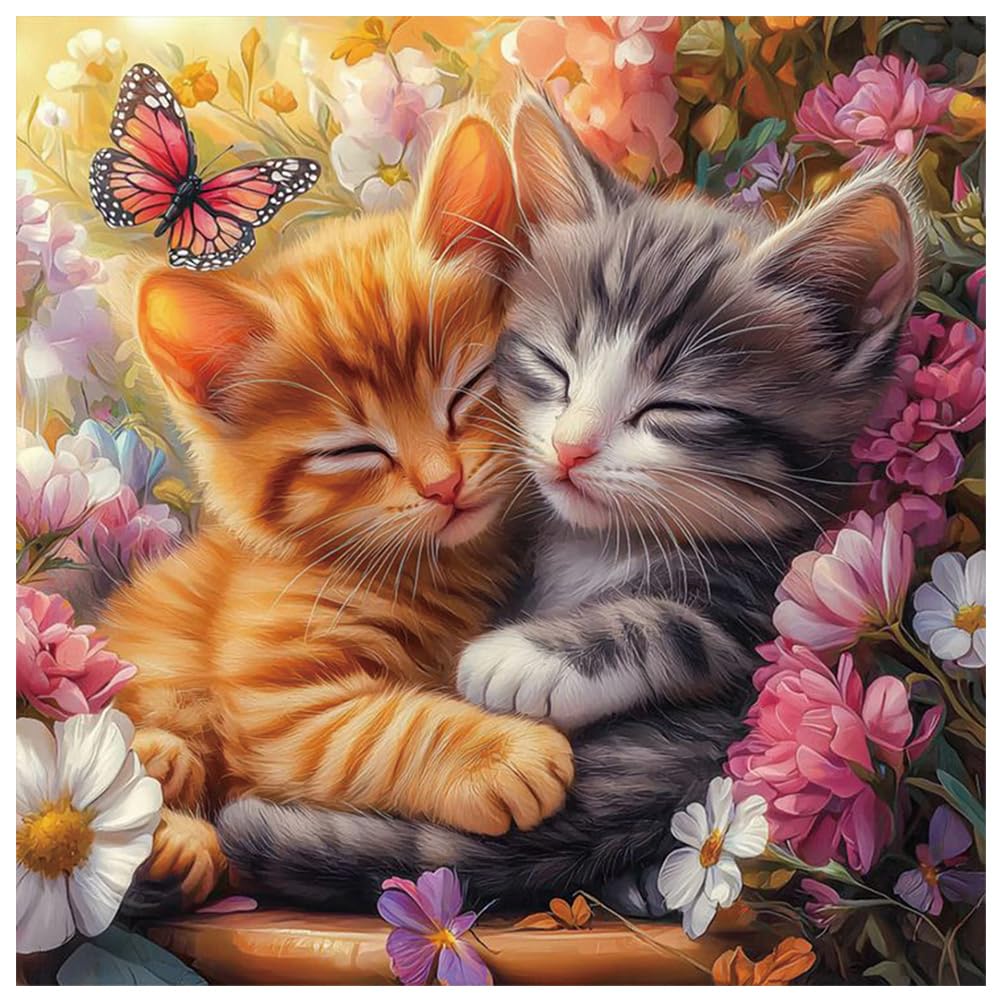 Kulvci Cat Aniaml Diamond Painting Kits for Adults, Diamond Art Kits for Beginners, 5D DIY Full Drill Gem Craft for Home Decor Gift 12x12inch