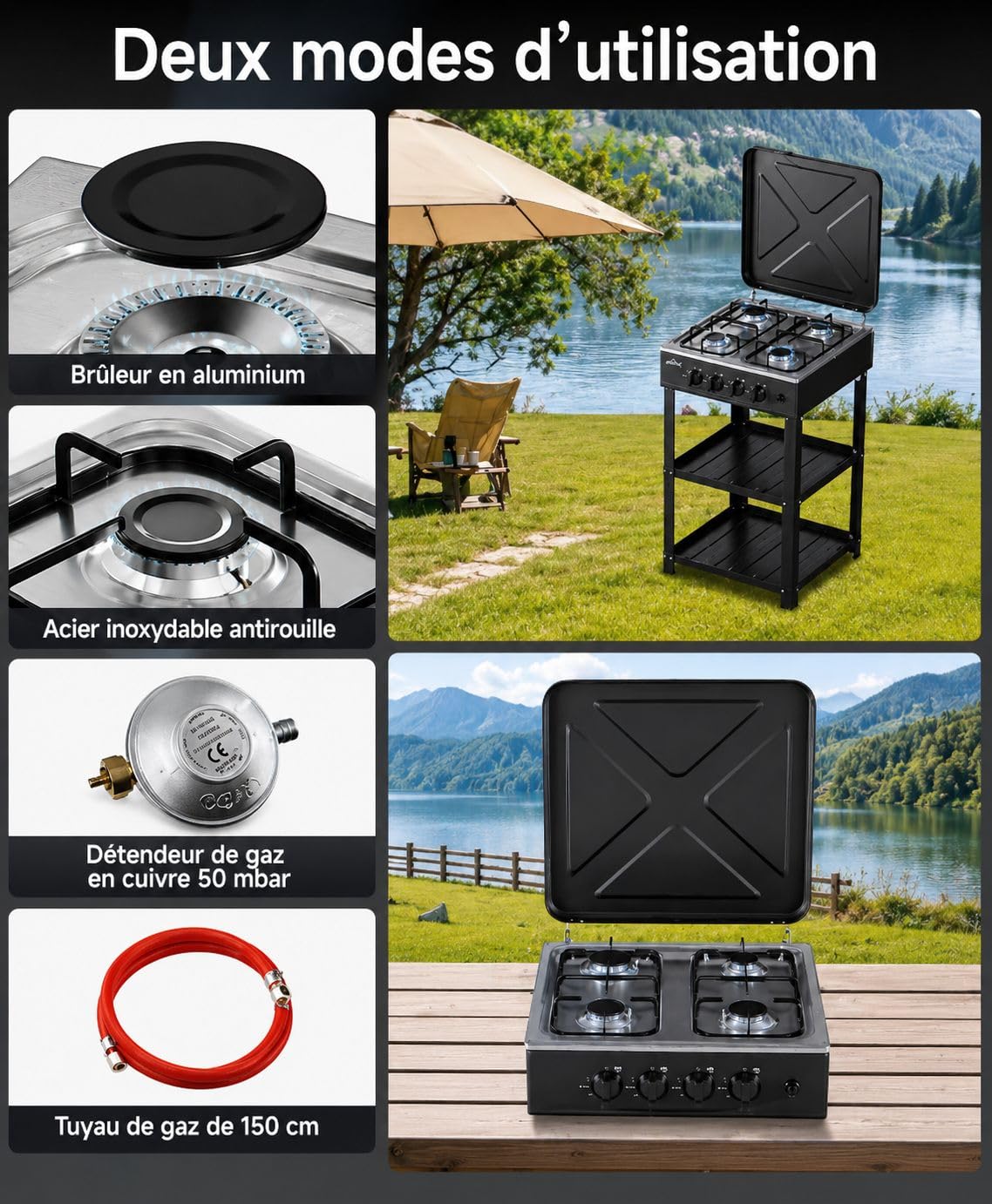 Réchaud à Gaz 4 Brûleurs 6,2 kW