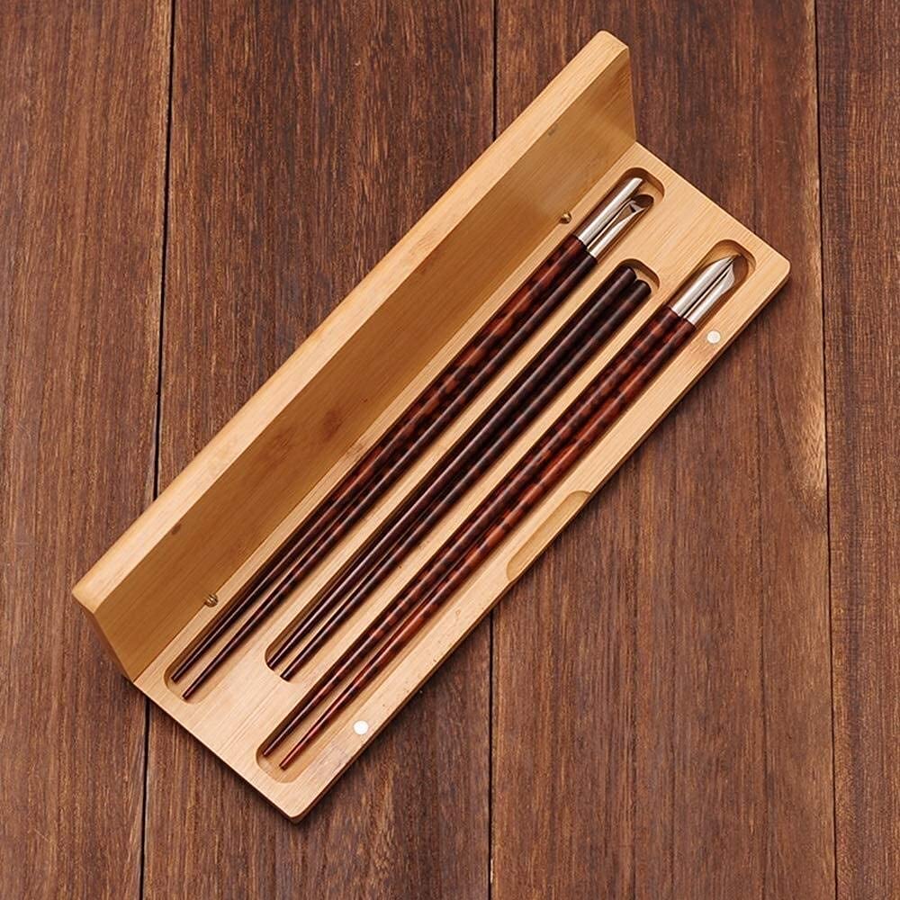 Baguettes en Bois à Motif Serpent, Baguettes Pointues créatives japonaises Haut de Gamme, résistantes à l'usure, Anti-brûlures, Coffret en Bois