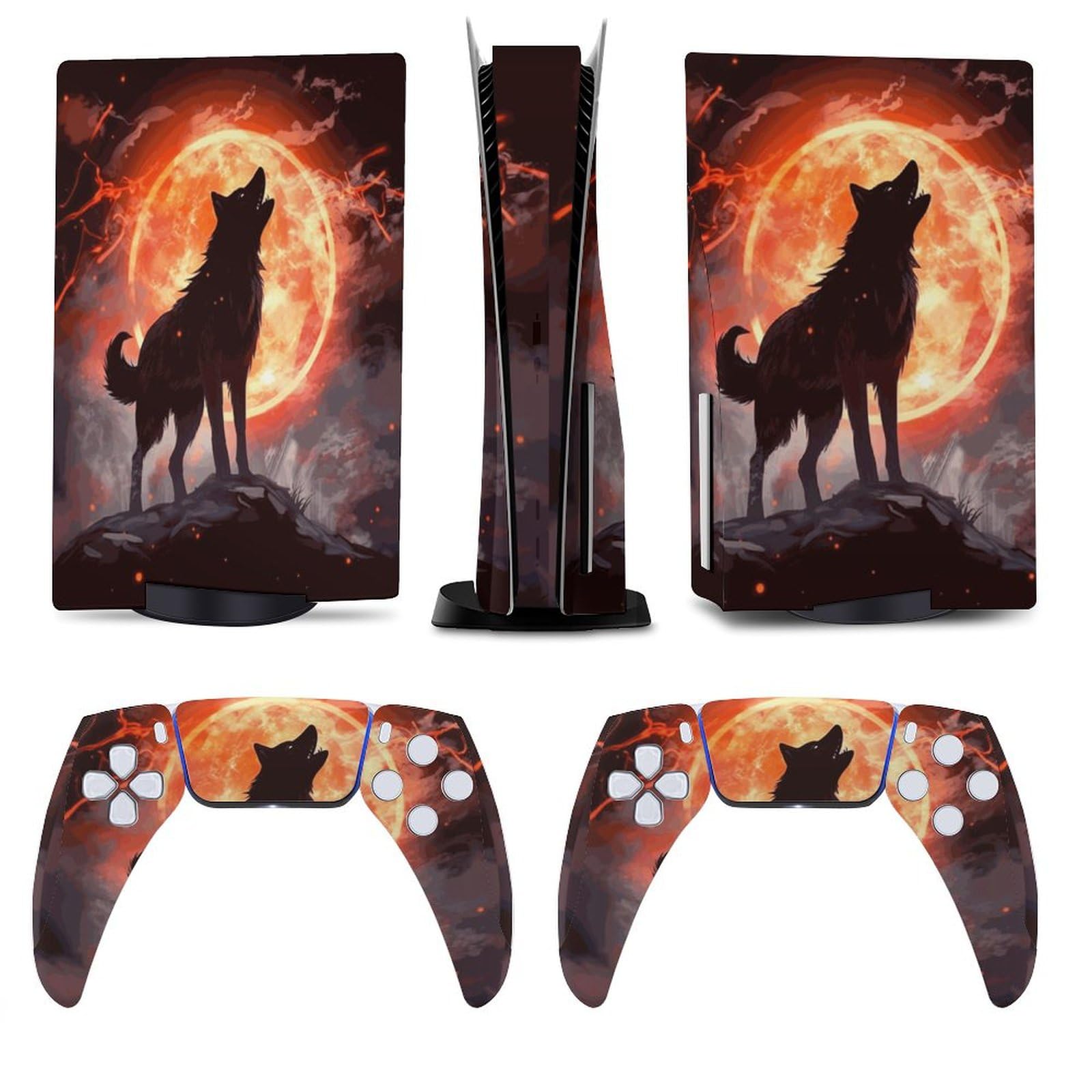 Fire Howling Wolf for Model 5 Skin Accessories Cover Skins Anime Vinyl Cover Sticker Full Set for Model5