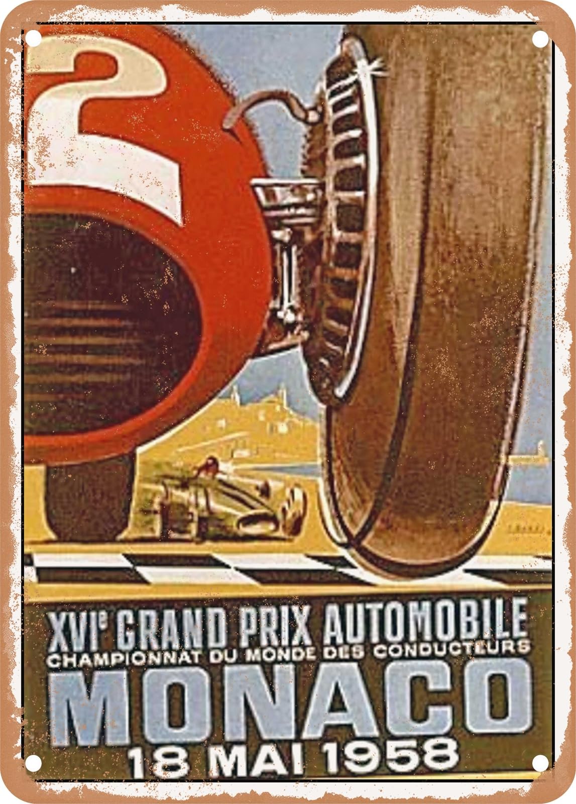 Miaomansenstore Metal Sign - 1958 16Th Grand Prix Automobile Monaco, May 18, 1958 Vintage Ad Home Decor