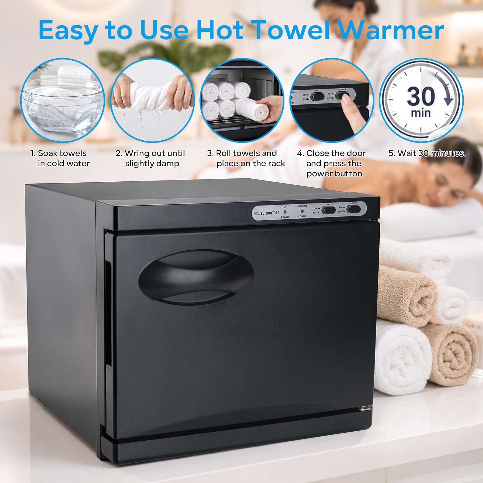 8L Professional Hot Towel Warmer Cabinet with UV Light