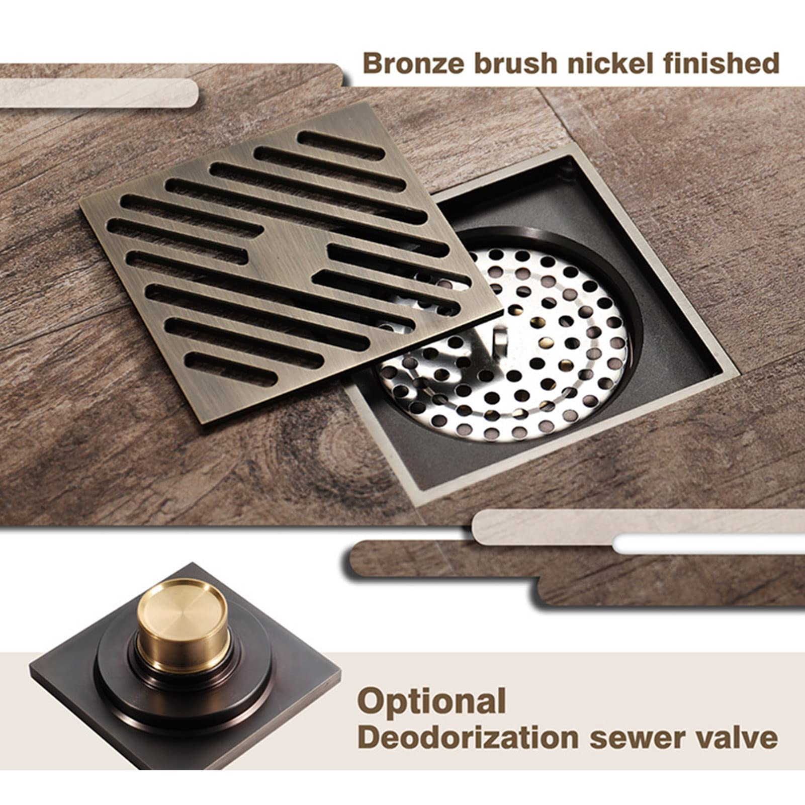 SDFK Desagüe De Ducha Cuadrado De 10 Cm con Tapa De Filtro Extraíble, Antiobstrucción Y Antiolor, para Baño, Cocina