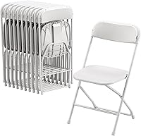 Allpop 10-Pack White Plastic Folding Chairs 300lb Steel Frame Stackable Portable for Events Parties Weddings Indoor Outdoor