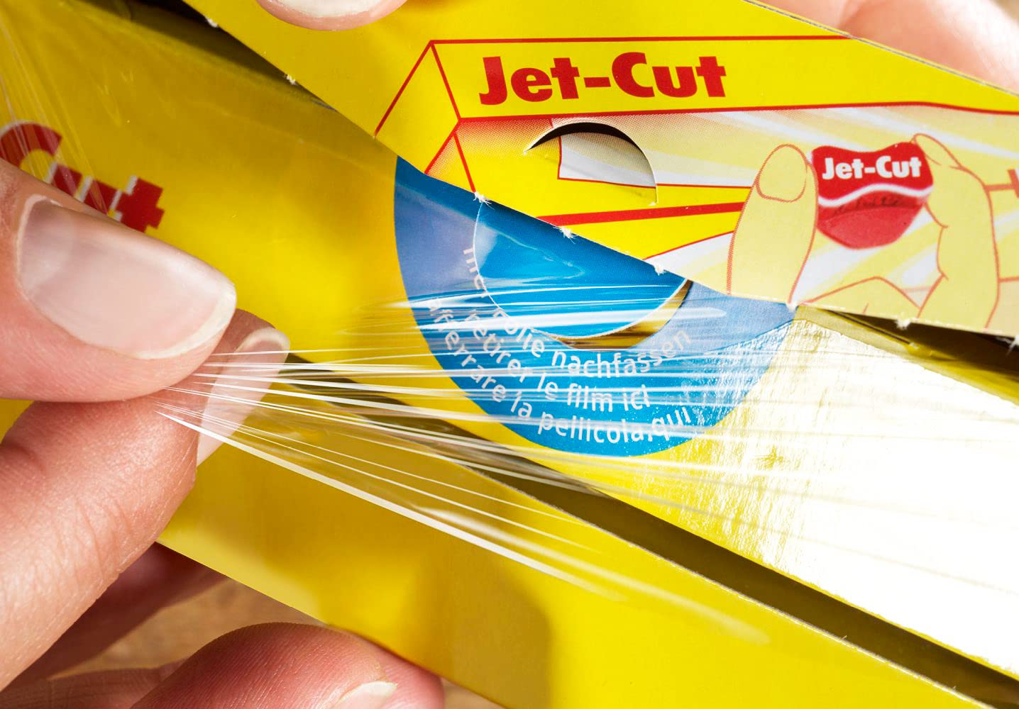 Film alimentaire Jet-Cut à découper, format consommateur 30 cm x 120 m, transparent, conditionnement de stockage de 3 pièces par lot
