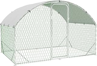 Large Metal Chicken Coop, Upgrade Tri-Supporting Metal Chicken Run, Large Chicken Pen with Waterproof and Anti-UV Cover, for Duck Rabbit House Outdoor (9.8' W x 6.5' L x 6.5' H)