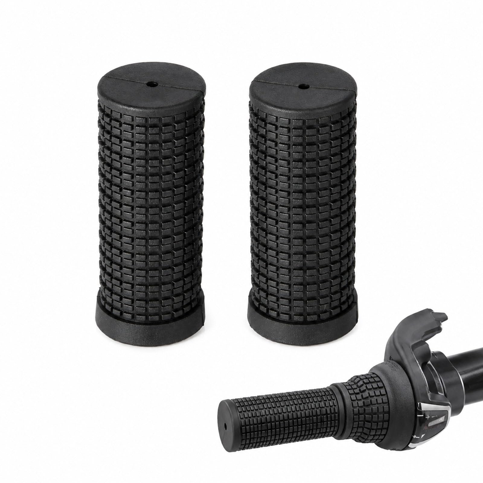 DCYQAIN Short Bike Handlebar Grips 1 Pair TPR Anti-Slip Twist Shifter MTB