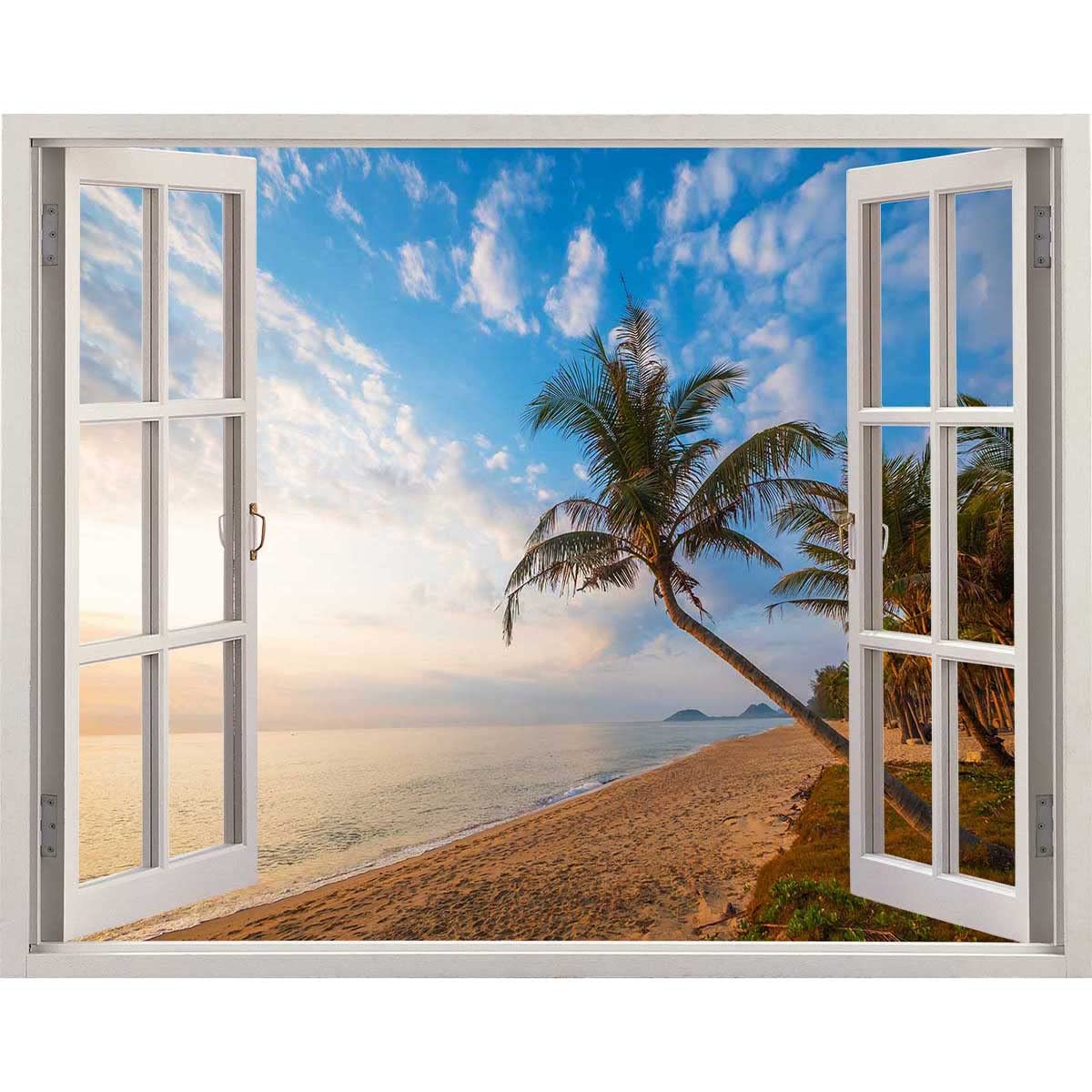 Window Mural Window Mural Of Beach Scenes IDEA4WALL Canvas Print Wall Art Window