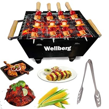Wellberg Barbeque Grill with Charcoal Heat Creation with 5 skewers (Simplest Designs)