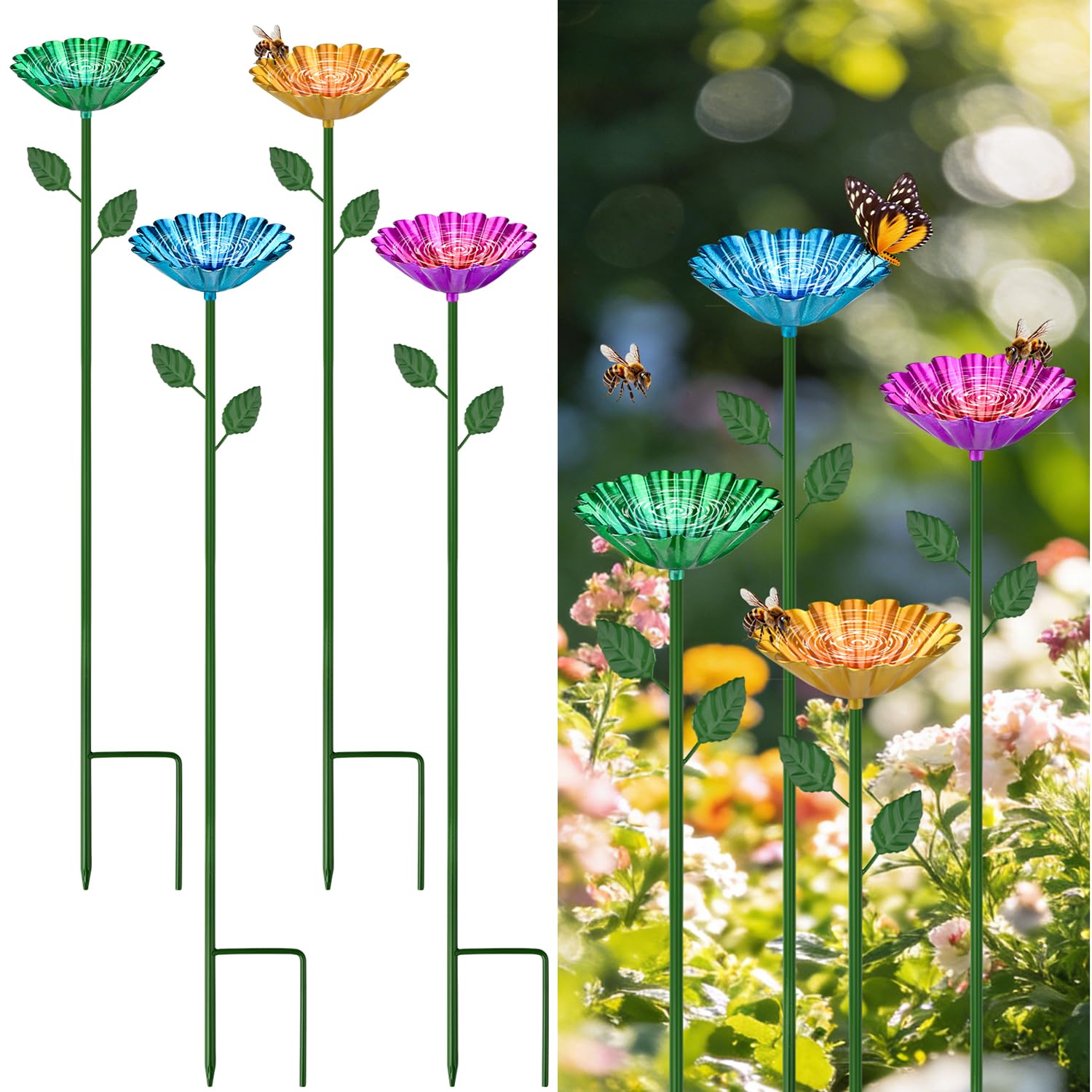 4 Stück Bienentränke für den Garten, Bienen Insektentränke Garten, Bienentränke Balkon, Vogel und Insektentränke, Vogeltränke Bienen Wasserstation, Garten Geschenk Futternapf für Honig, Spenders