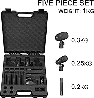 Vista 9 de Depusheng Juego de micrófonos de batería de 5 piezas con 3 micrófonos de percusión dinámicos y 2 micrófonos de percusión de condensador, ideal