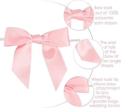 Vista 78 de AIMUDI Lazos giratorios para bolsas de golosinas de 3.5 pulgadas, lazos de satén azul turquesa para manualidades, lazos prefabricados con lazos Azul