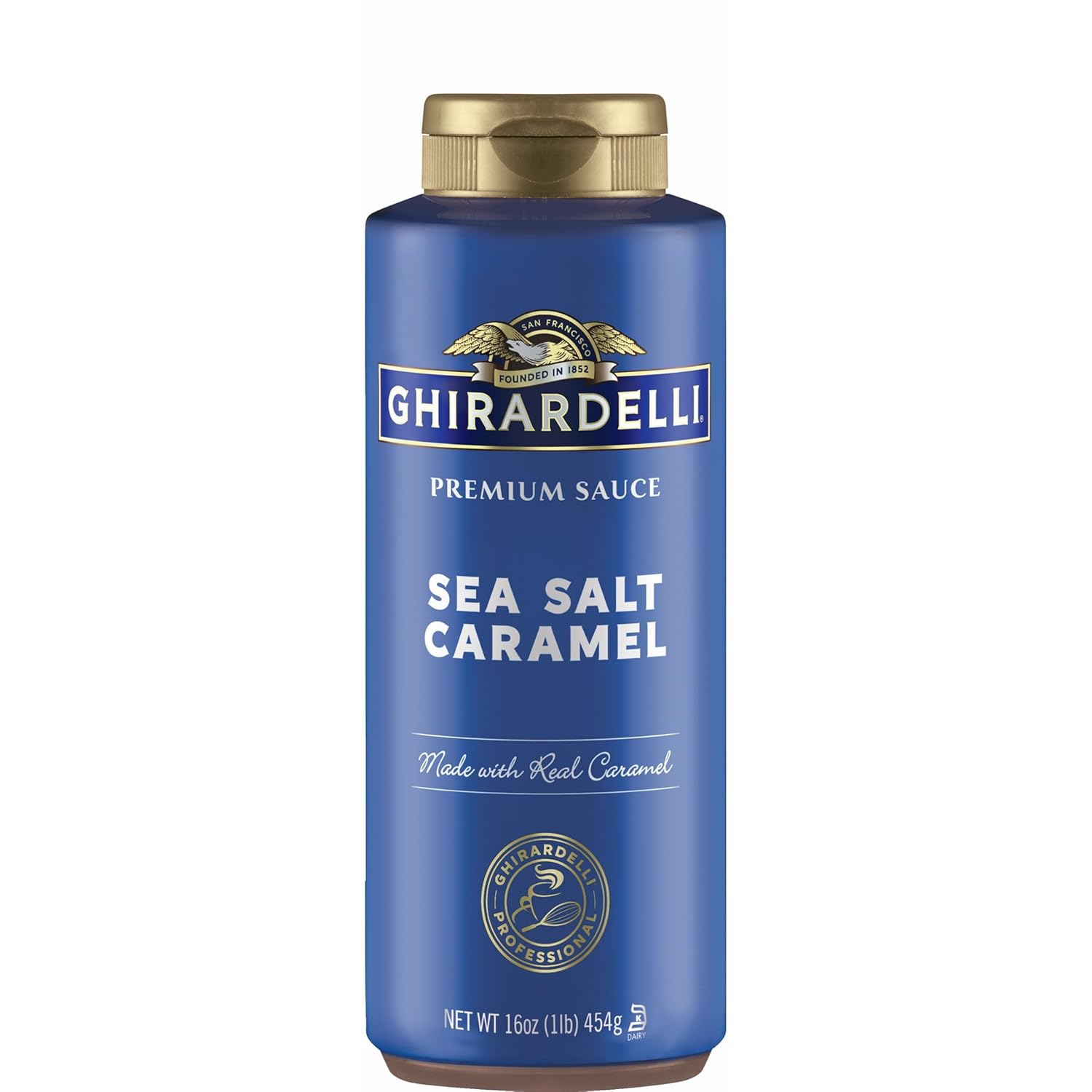 Ghirardelli Sea Salt Caramel Sauce Squeeze Bottle, 16 oz - Buttery Savory-Sweet Topping for Ice Cream, Desserts & Coffee