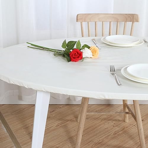 Miniatura 144 de LUSHVIDA - Mantel ajustable de vinilo para mesa redonda, impermeable y con borde elástico, mantel de plástico