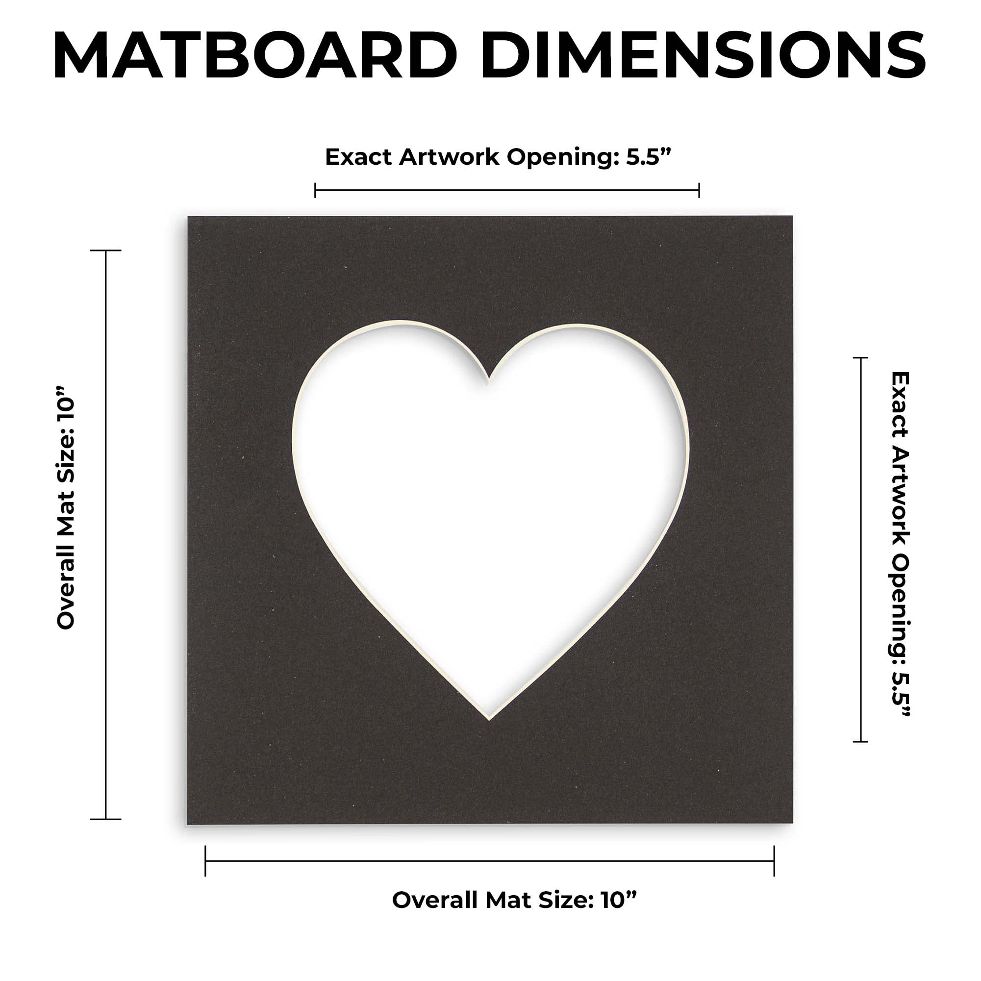 10x10 Mat Bevel Cut for 6x6 Photos - Precut Soft Yellow Heart Shaped Photo Mat Board Opening - Acid Free Matte to Protect Your Pictures - Bevel Cut for Family Photos, Pack of 1 Matboard Show Kit With