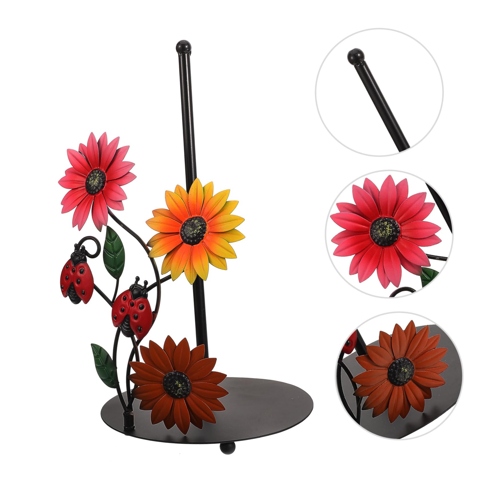 NUOBESTY Porta Rotolo di Carta Supporto Verticale a Forma di Girasole in Ferro Decorativo Base Stabile per Cucina e Soggiorno