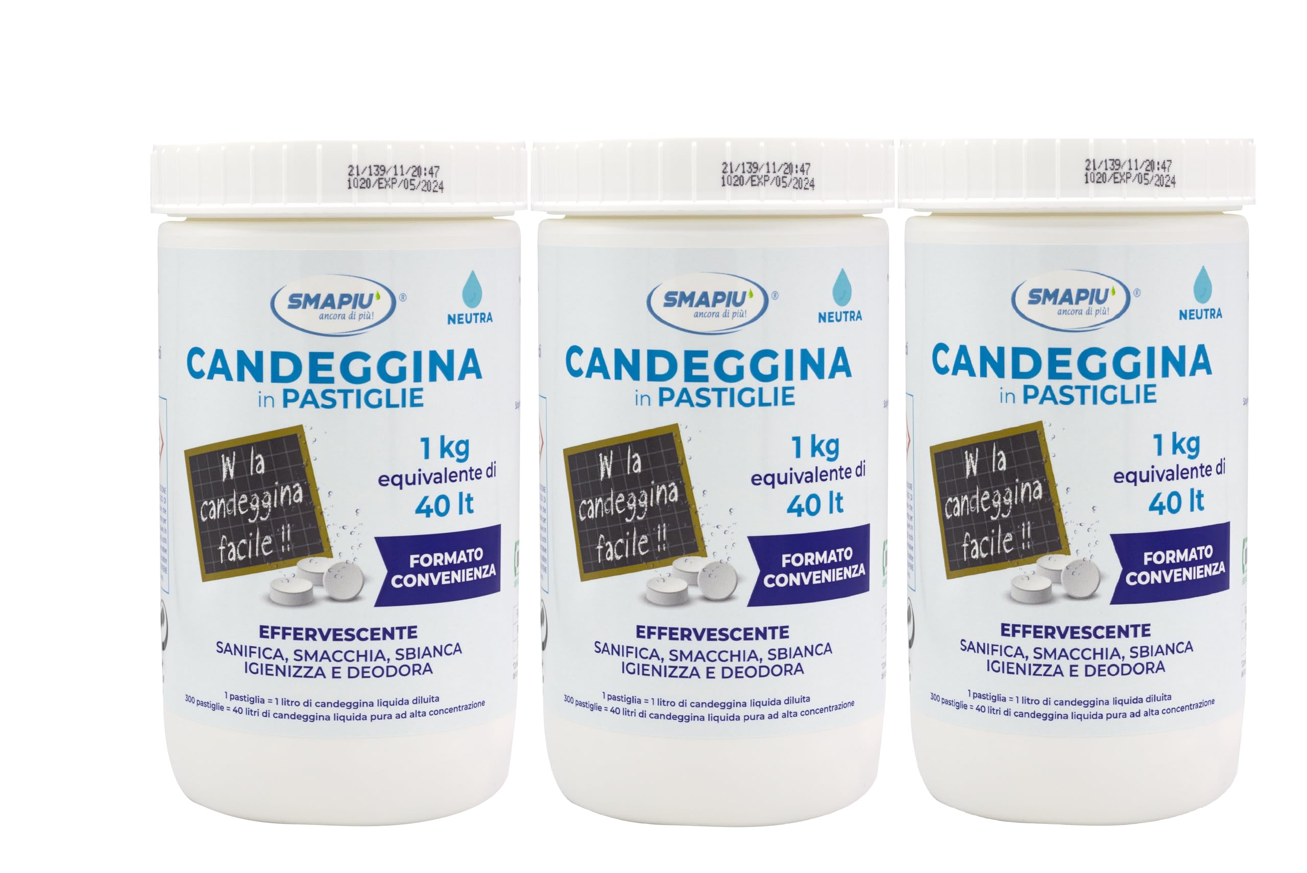 Candeggina in Pastiglie - effervescente, forte potere igienizzante - FORMATO CONVENIENZA 3x300 pastiglie