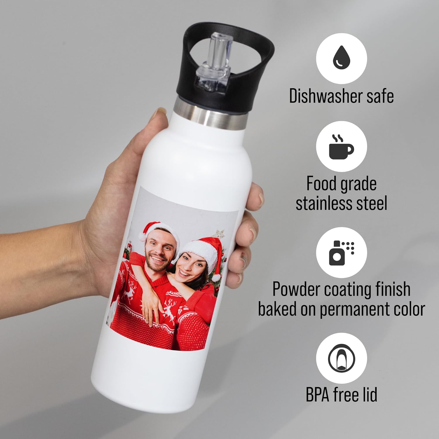 Custom photo water bottle with lid, personalized 500ml insulated drinking pictures thermal hot & cold beverages cups, thermo gift for women & men, friends, birthdays, christmas. - Image 3