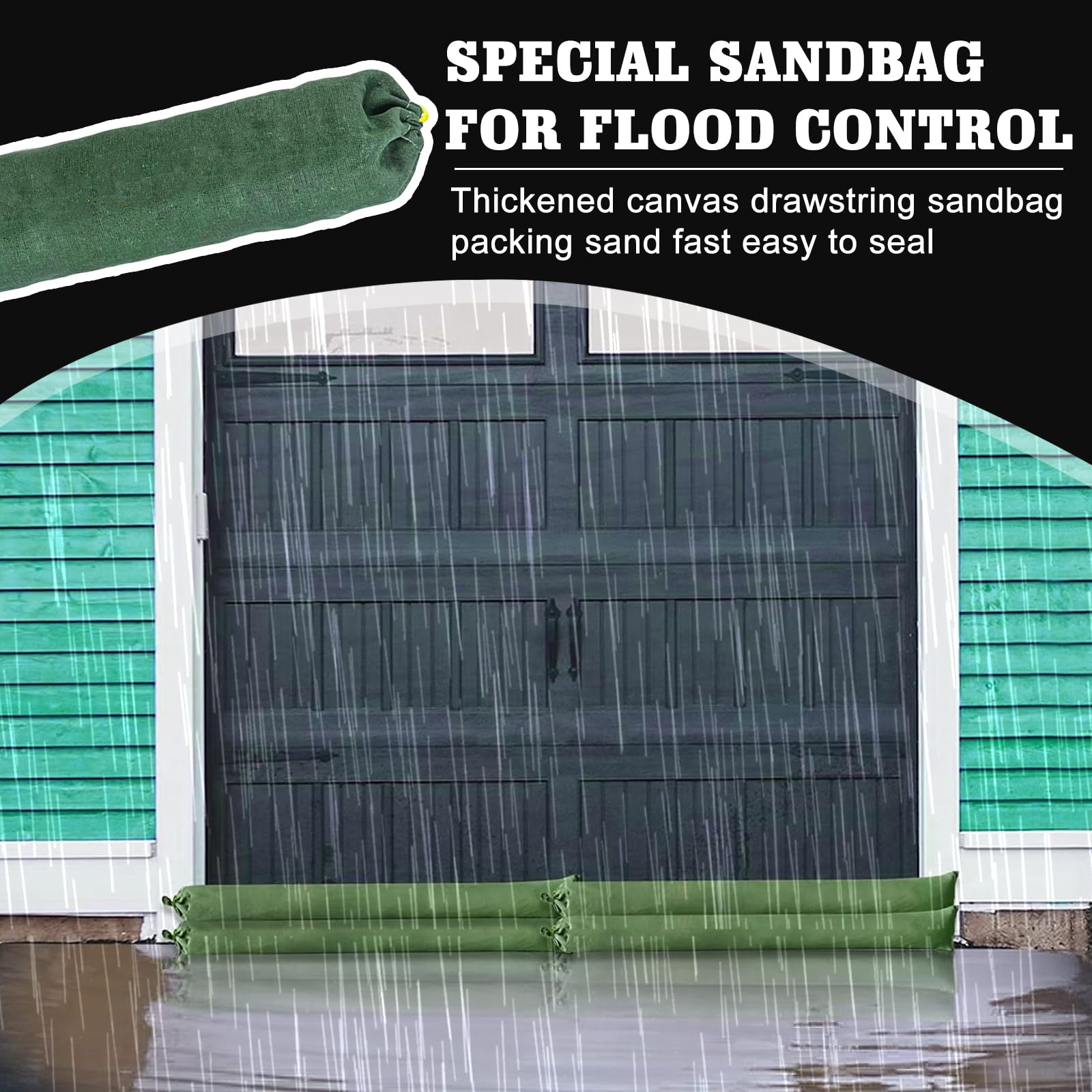 Sacos de Arena para Inundaciones, 3 Bolsas de Arena de Barrera de Agua para Inundaciones, Sacos de Arena Largos de Lonacon Banda Elástica de Encuadernación