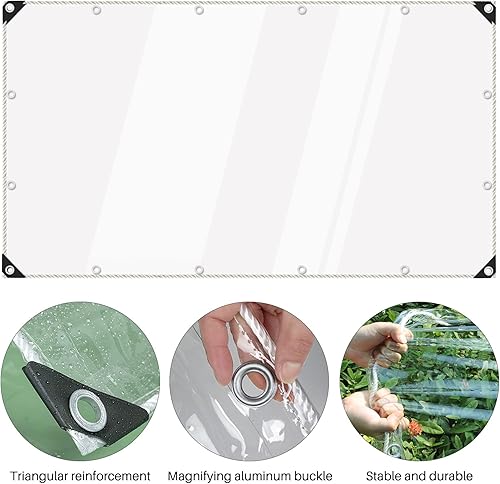 Miniatura 4 de Lonas transparentes de PVC resistente al agua, a prueba de polvo, anti-UV, antidesgarro, antienvejecimiento para invernadero, patio, jardín,