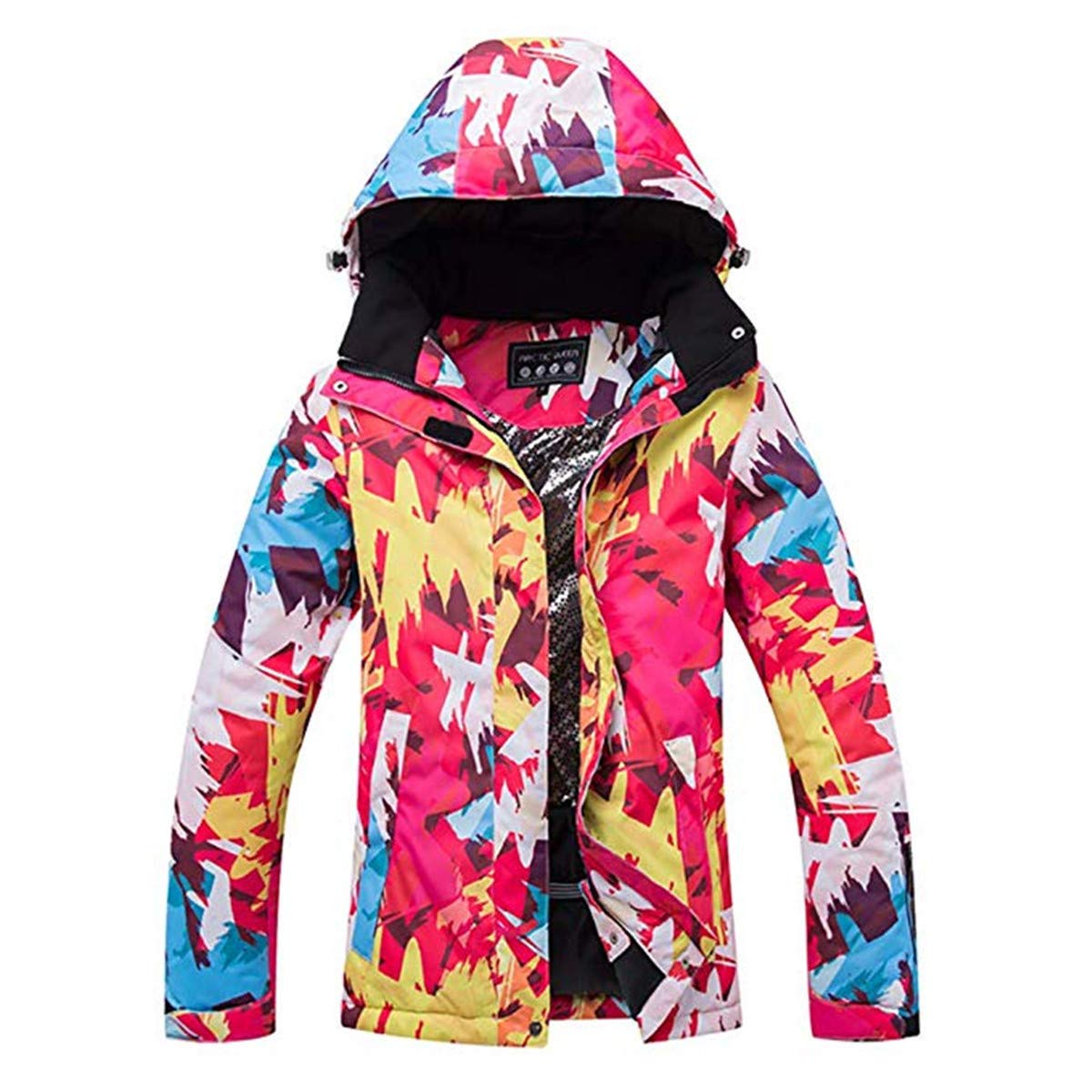 REWANGOING Women's Ski Bib Suit Jacket Waterproof Snowboard Colorful Printed Ski Jacket and Pants Set L