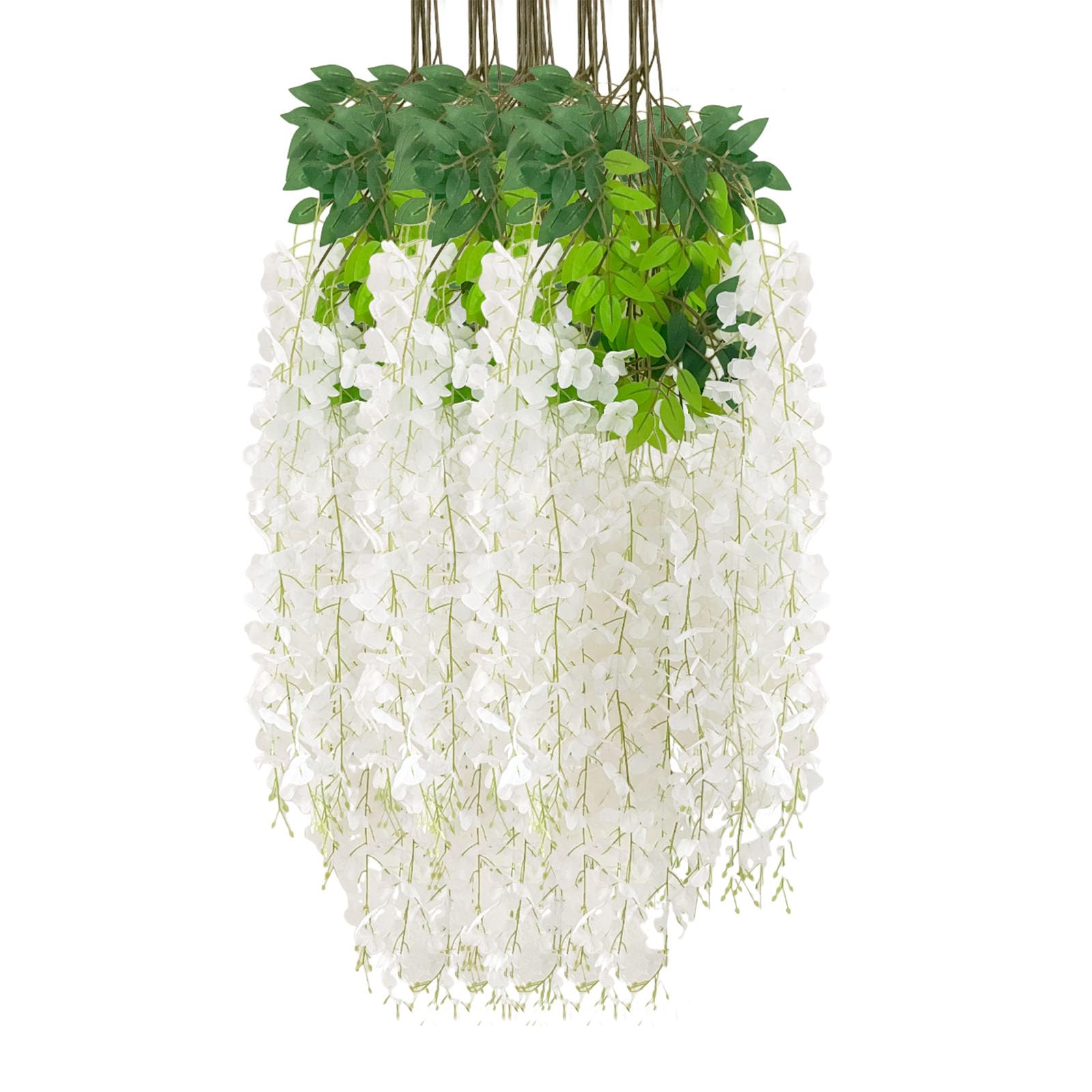 Luerbi 12 Pack White Wisteria Garlands Hanging 1M Artificial Wisteria Vine Garland Artificial Flowers Hanging Garland for Backdrop Yard Garden — image 1