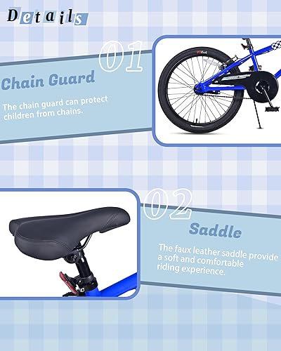 Miniatura 6 de Bicicleta BMX Style para niños de 2 a 8 años de edad, niños y niñas de 12, 14 y 16 pulgadas, bicicleta con ruedas de entrenamiento, freno de