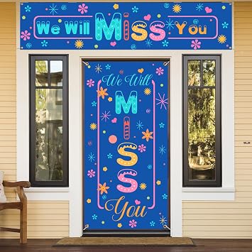 We Will Miss You Banner Farewell Door Banner Backdrop Porch Sign Party Supplies We Will Miss You Door Banner Yard Sign for Going Away Retirement Graduation Party Decorations Supplies