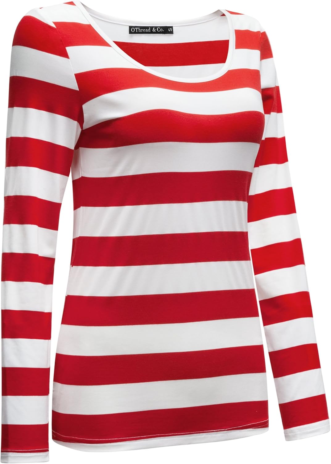 OThread & Co. Women's Long Sleeve Striped T-Shirt Basic Scoop Neck Shirts - Image 3