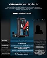 GREEN KEEPER Autó Bikázó Készlet 1000A Hordozható Powerbank 12V Indításrásegítő Benzin Dízel Akkumulátor Töltő Minden Időjárásban 6