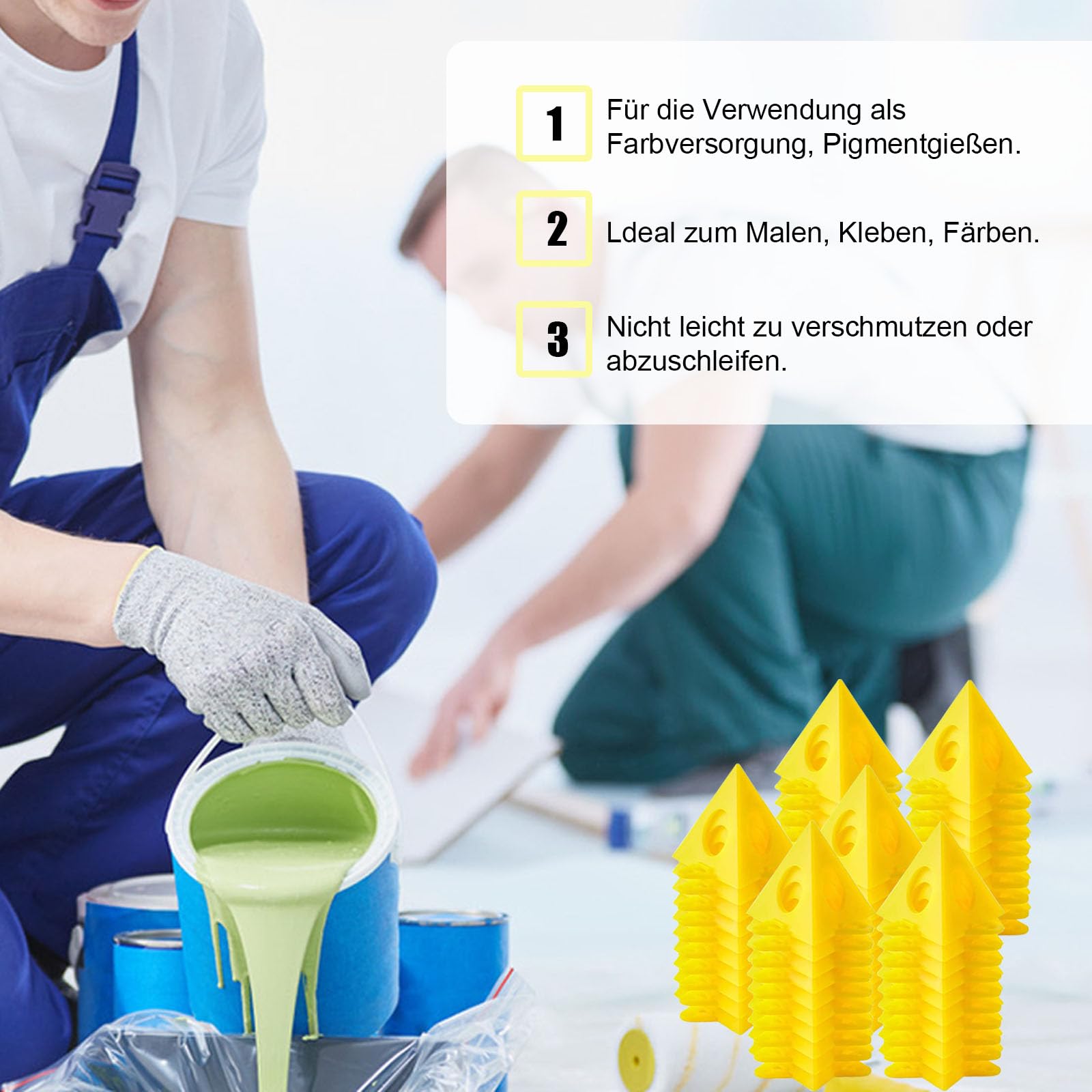 Supporti a Piramide 60 pezzi Pittura Piramidi Verniciatura Plastica Supporto per Progetti Dipinto Mobili Giallo