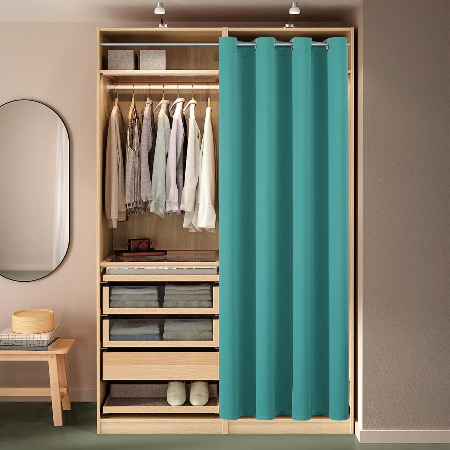 ChrisDowa Blackout Curtains 108 Inches Long for Living Room, Grommet Thermal Insulated Room Darkening Curtains for Bedroom (1 Panel Set, Teal, 52W x 108L)