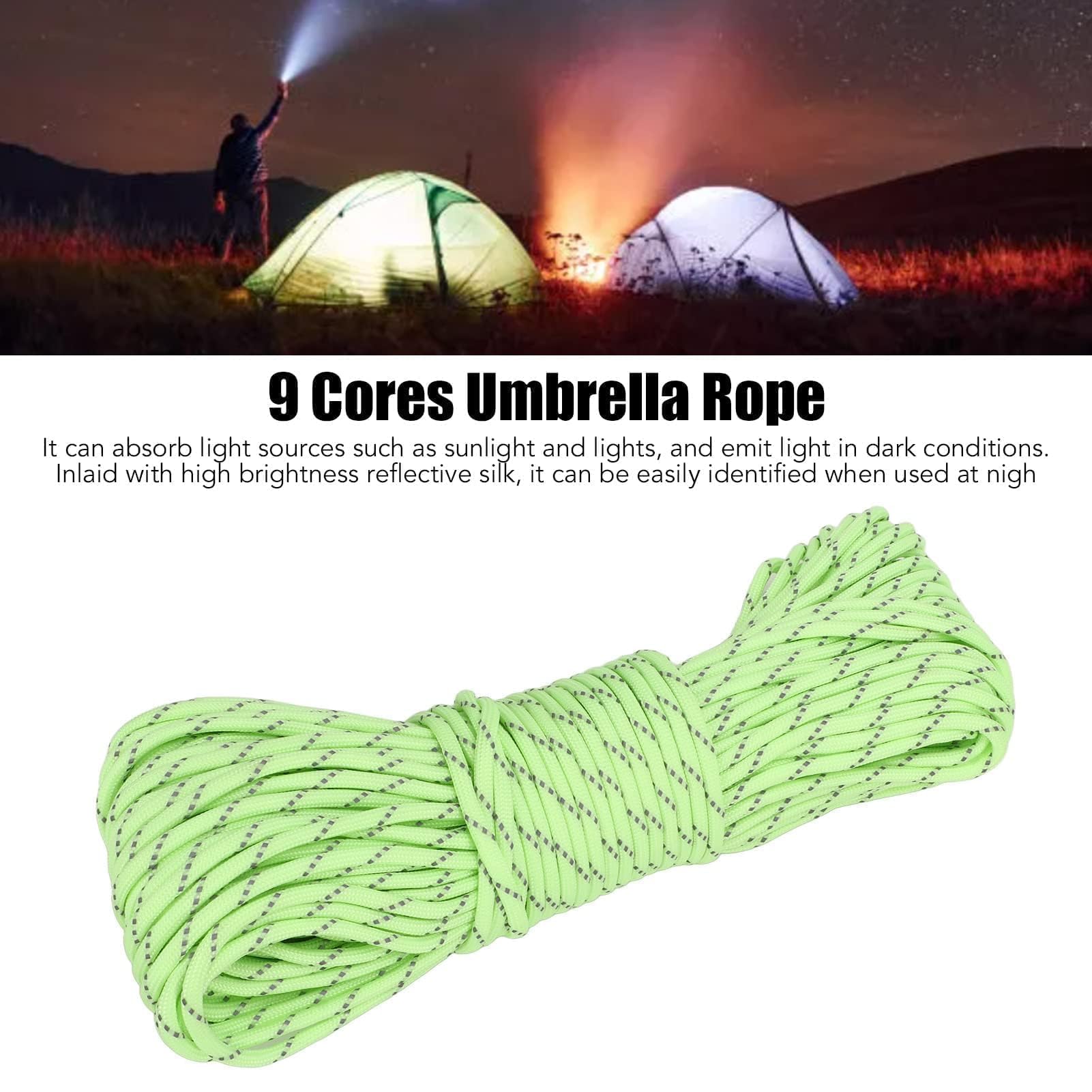 Guid Rope Adjuster ESW Leisure 6 Pack 4M 4mm Outdoor Tent Rope Reflective Guide Ropes ...