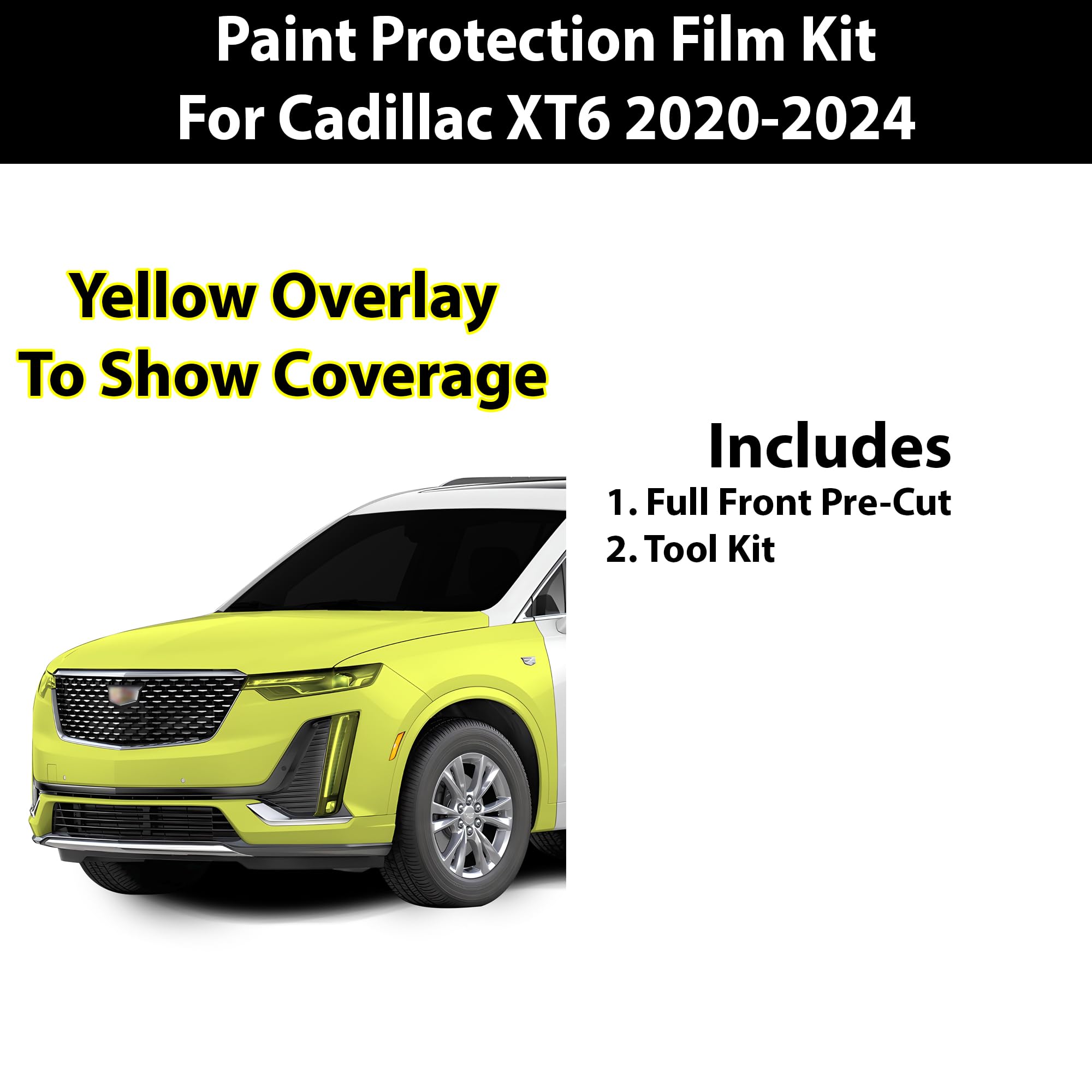 BOGAR TECH DESIGNS Front Middle and Front Sides Paint Protection PPF Film Kit Cover Compatible with Cadillac XT6 2020-2024, Clear Bra