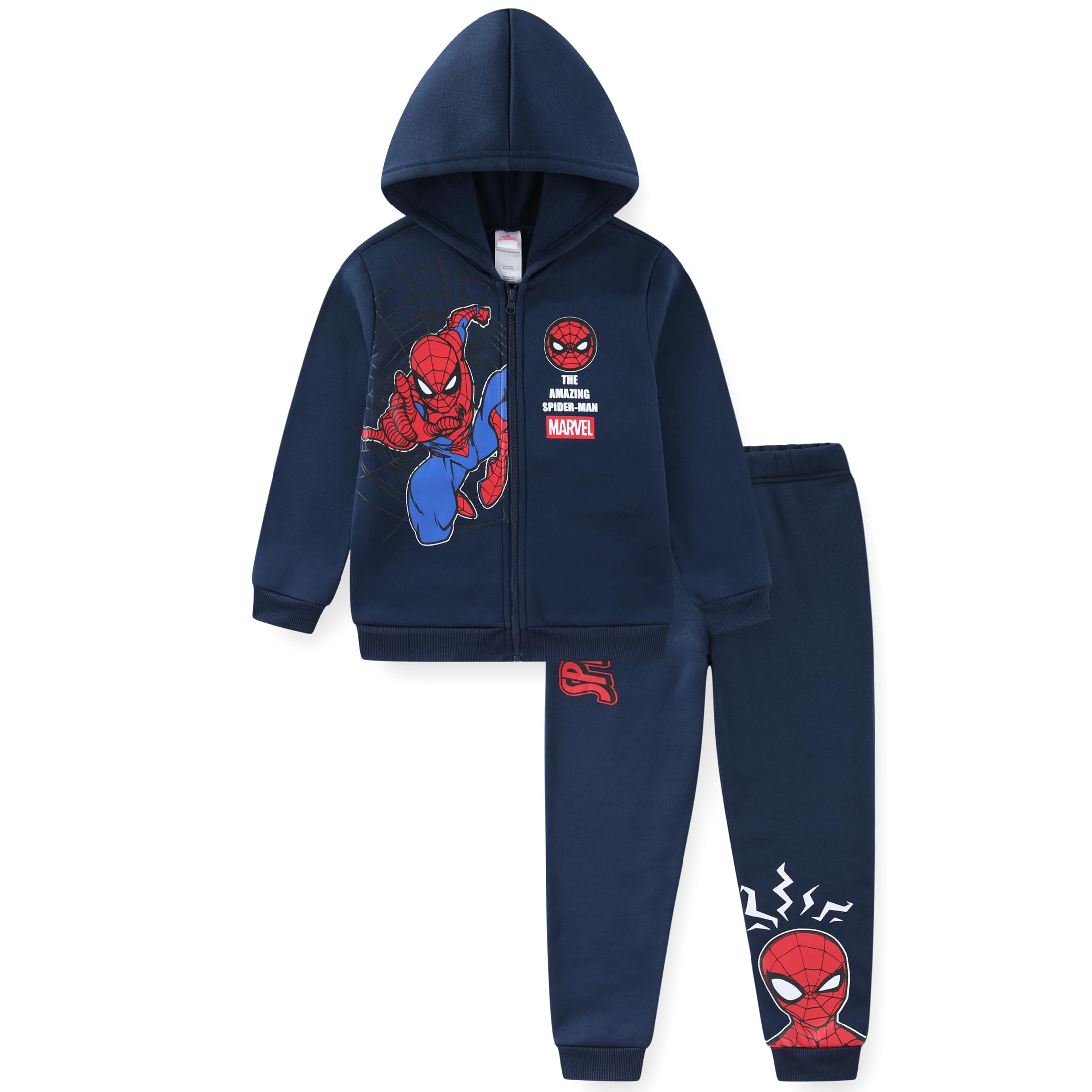 Marvel Spider-Man Jungen Kapuzenpulli und Hose mit Reißverschluss für große Kinder