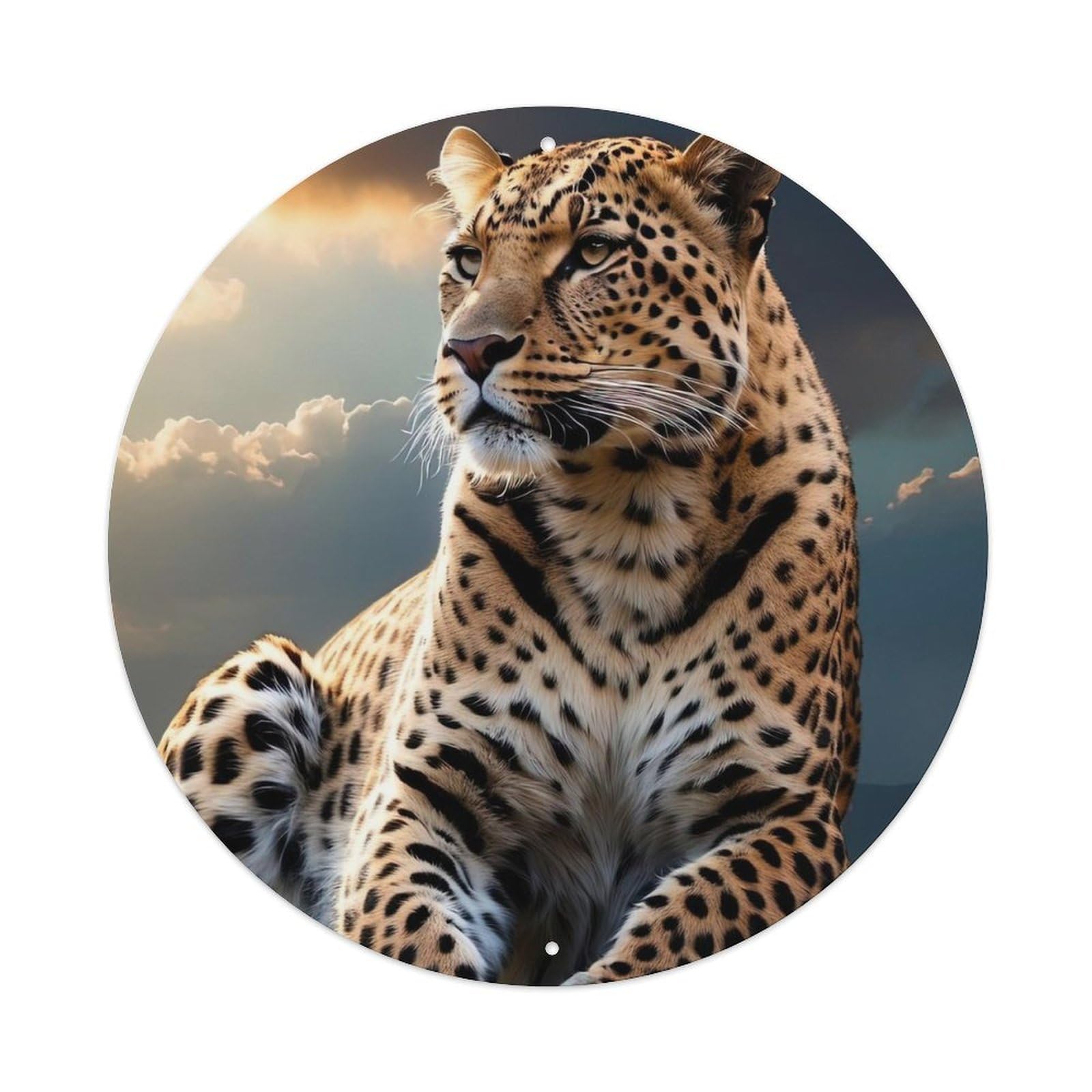 Animal Artwork Leopard on The Mountaintop Metal Tin Sign