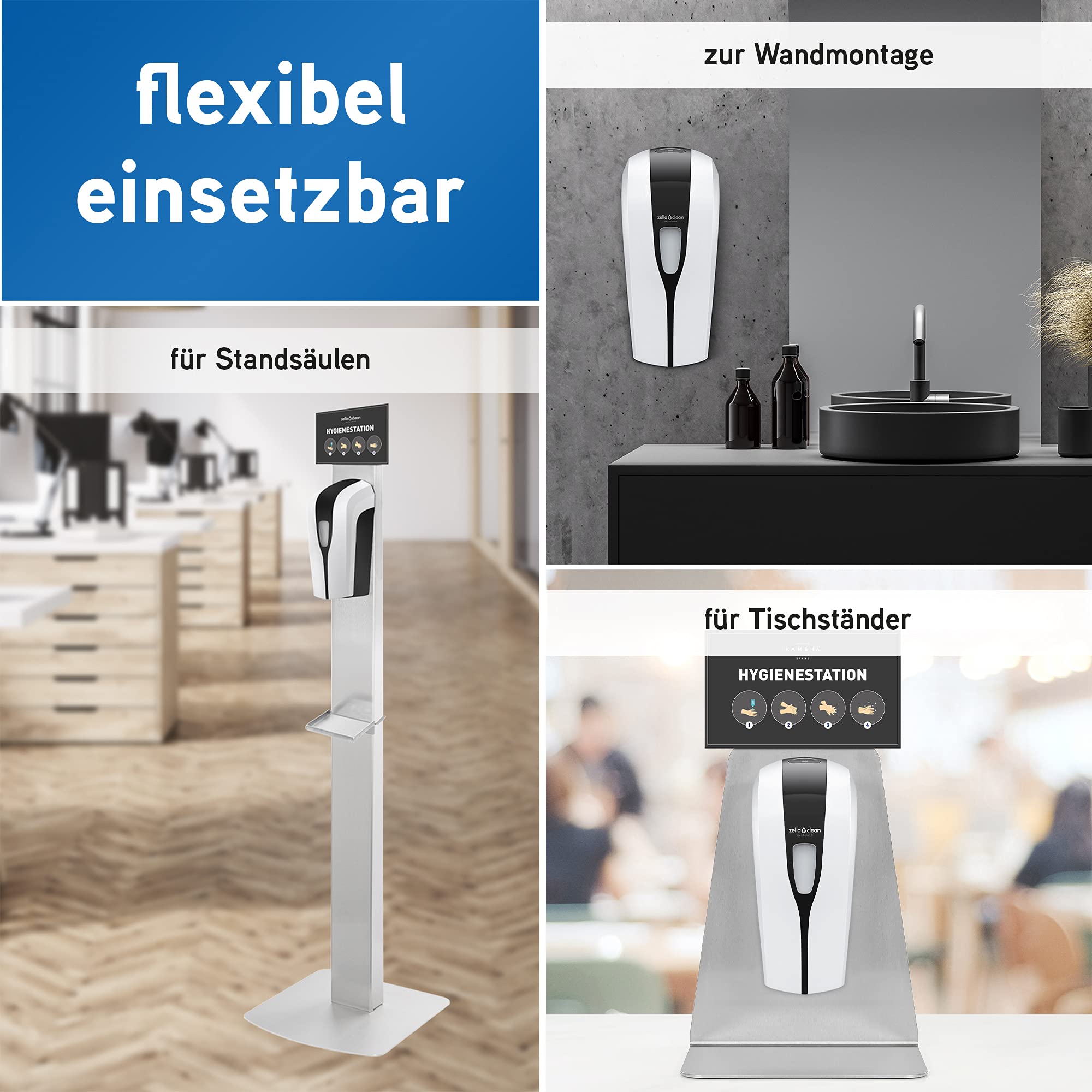 Automatischer Desinfektionsspender 1000 ml automatik Sprühspender mit Nebeldüse für Flüssigmittel berührungslose Handdesinfektion Infrarot elektrisch Batteriebetrieb für Wandmontage Schwarz/Weiß