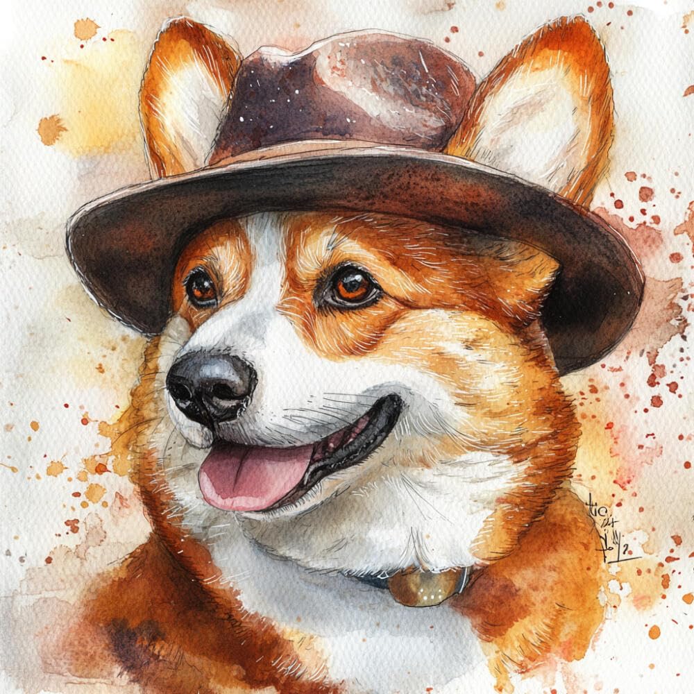 Kit broderie perlée Corgi au chapeau 40x40cm - 8