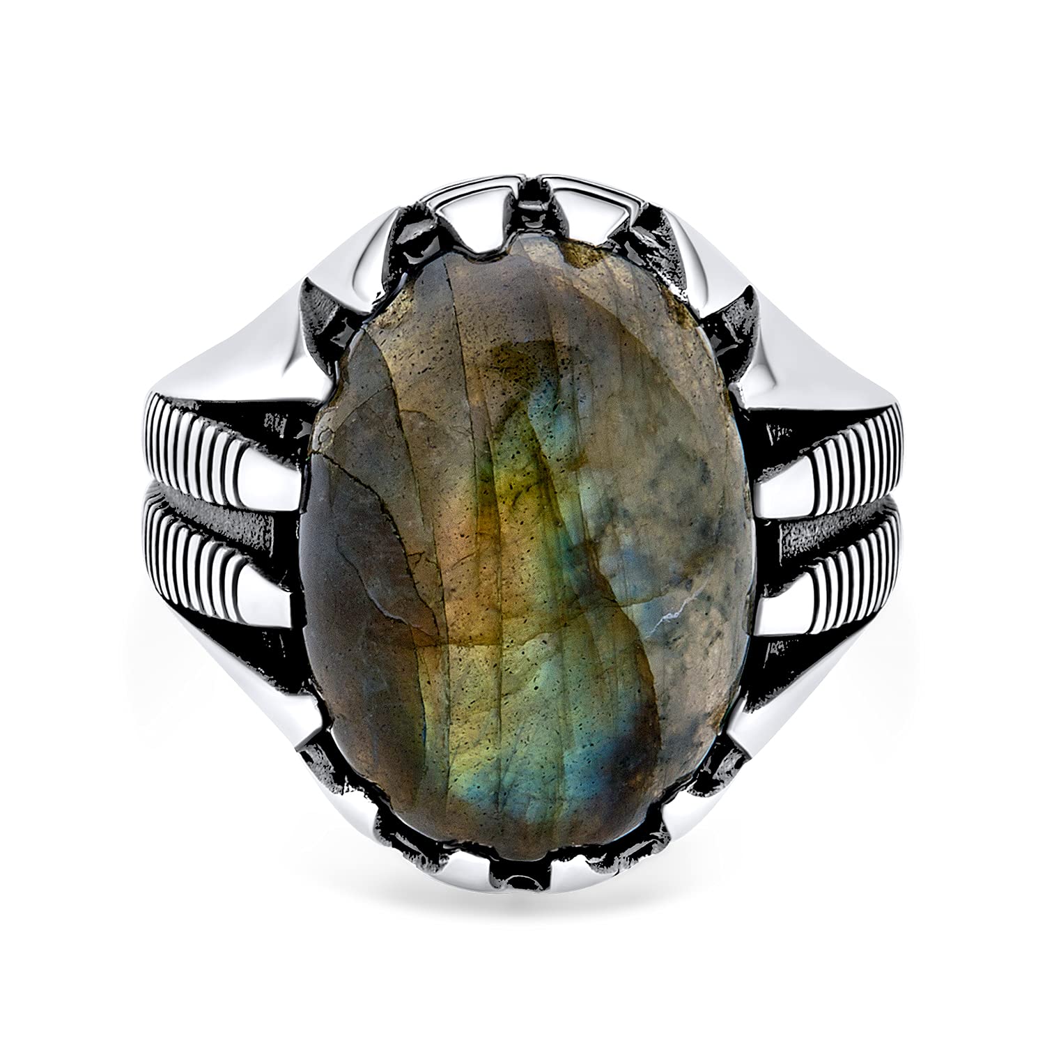 Personalizada Joyería Biker Conjunto De Garra De Animales De Los Hombres De Gran Cabujón Ovalado De Piedras Preciosas Signet Declaración Occidental Anillo Oxidado .925 Plata Hecho A Mano En Turquía