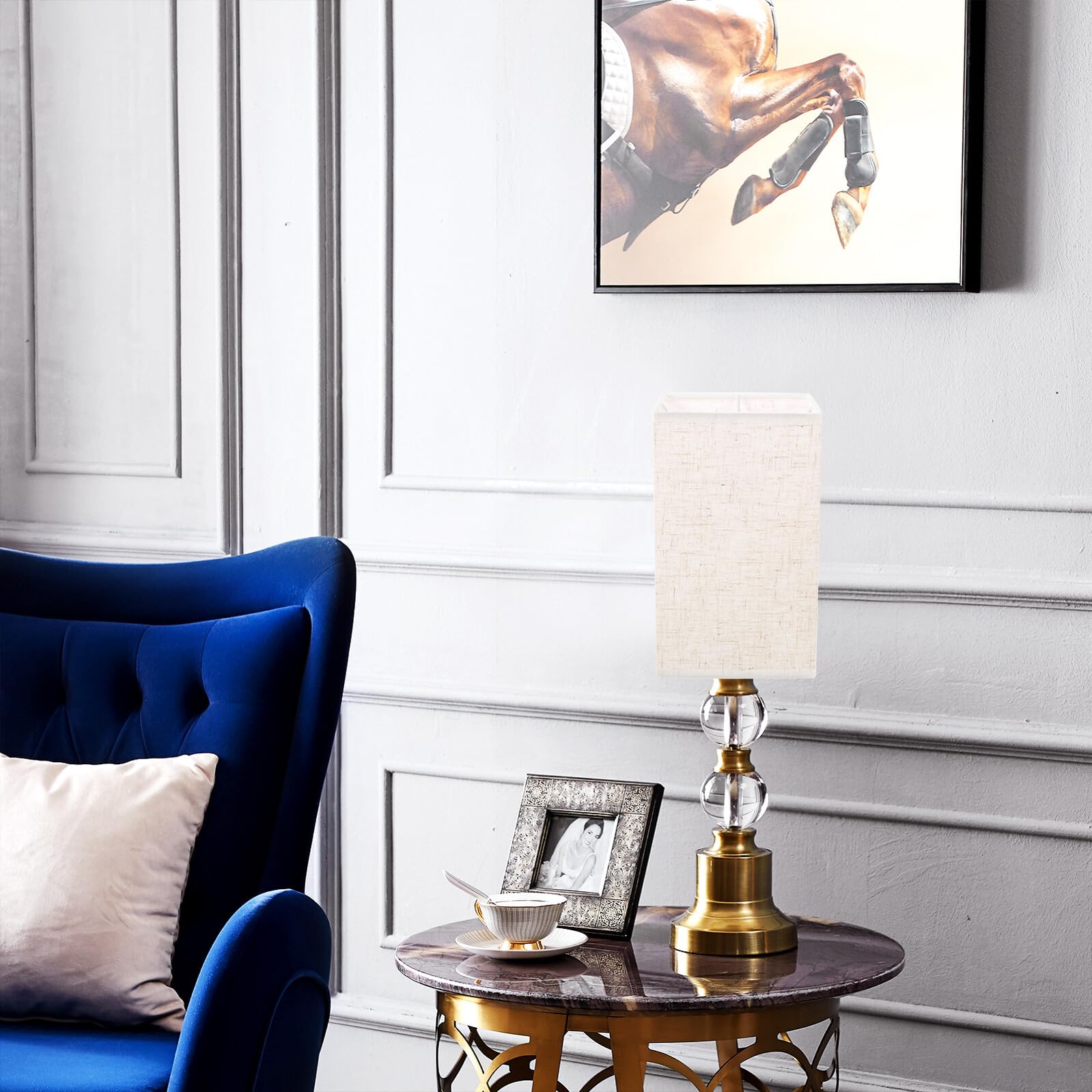 Pantalla Diseño Decorativo Base E27 de Lámpara de Tela Beige Ambiente Cálido para Lámpara de Pie y Pared para Dormitorio y Comedor