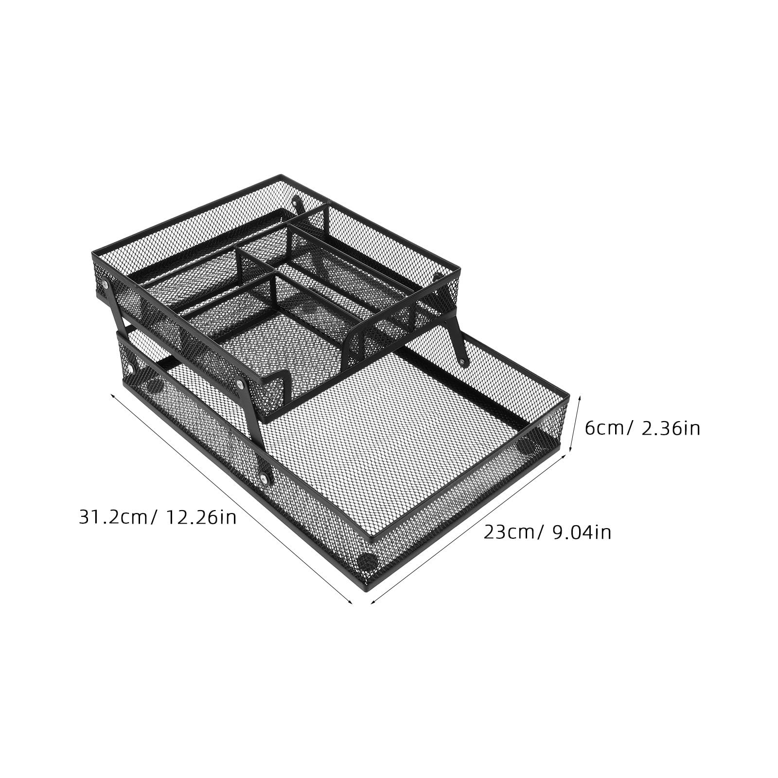 VILLCASE Organizador de Escritorio con Elevación Ajustable de Hierro Negro Dos Niveles Bandeja Elevable y Capacidad de Carga Superior para Oficina y Hogar